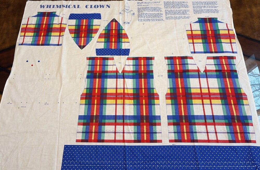 Clown Doll Cut & Sew Fabric Panel Chuckles Stuffed Toy Circus Cranston